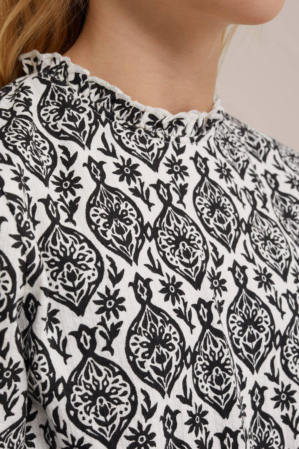 WE Fashion jurk met all over print blanc