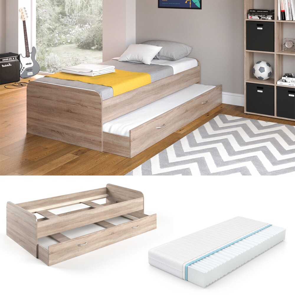 VitaliSpa Bett Enzo Jugendbett mit Gästeliege Funktionsbett 90x200 cmSonoma