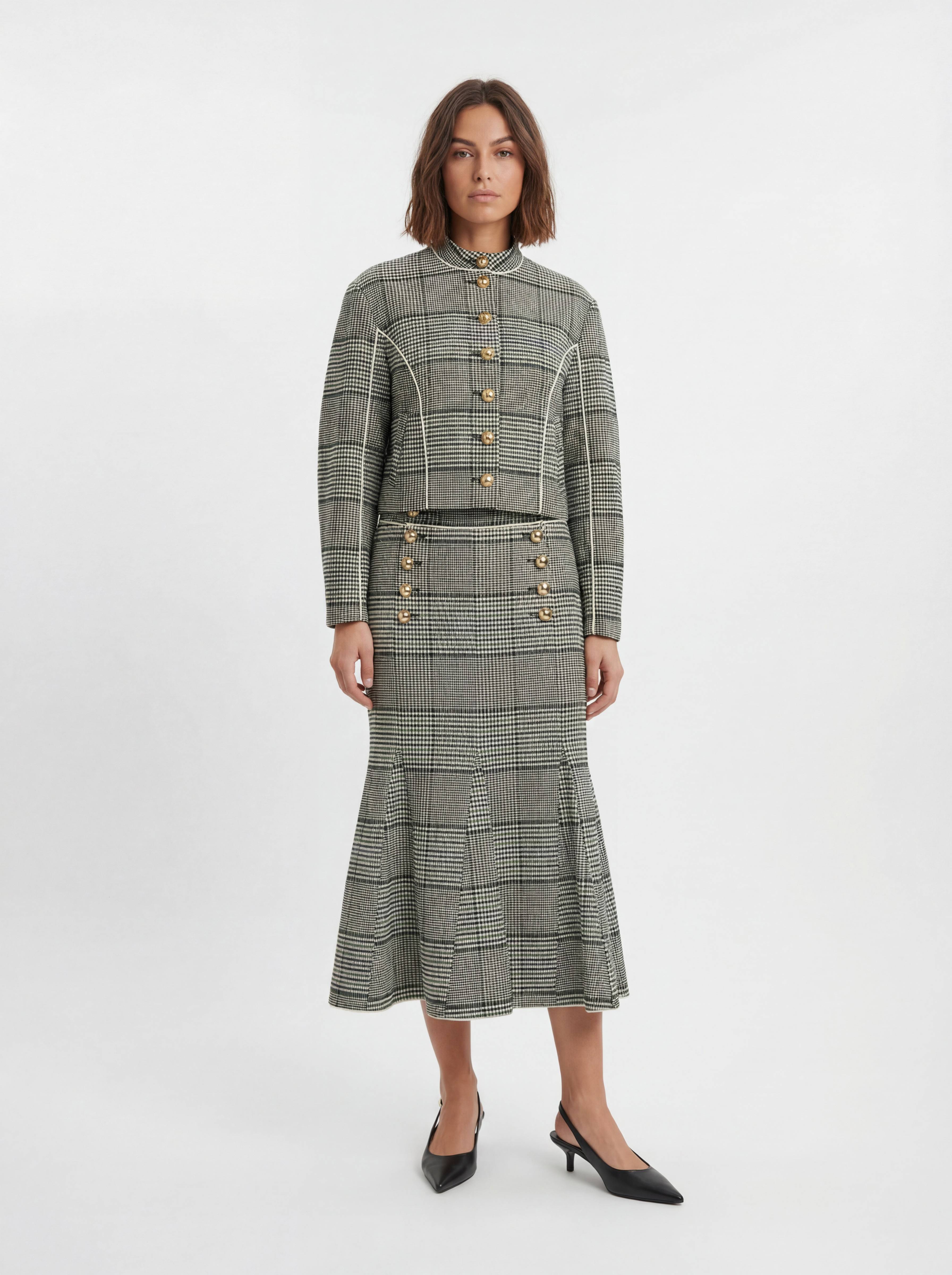 KarenMillen Veste Cintrée À Carreaux Col Montant