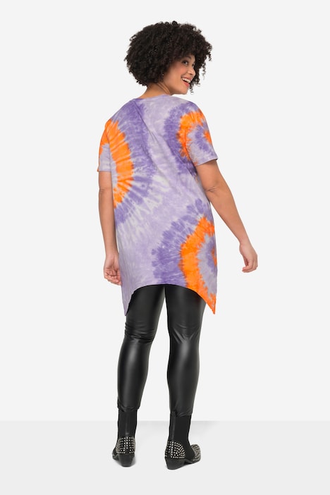 T-Shirt, Batikprint, Zipfelsaum, Rundhals, Halbarm.