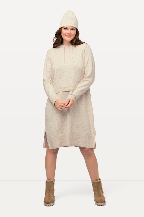 Strickkleid, Noppen, Kapuze, Langarm, Biobaumwolle