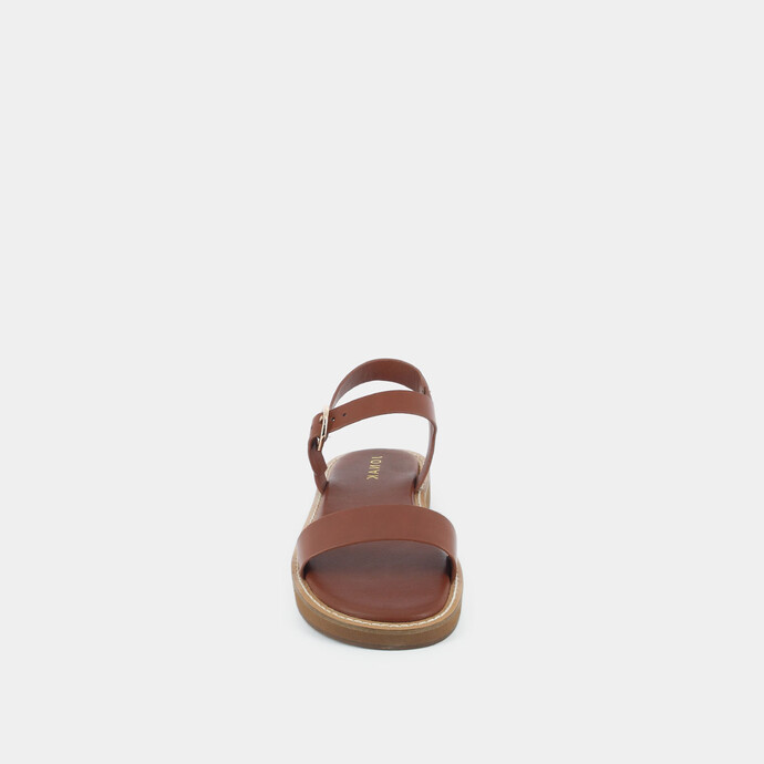 Sandales à plateforme  en cuir cognac