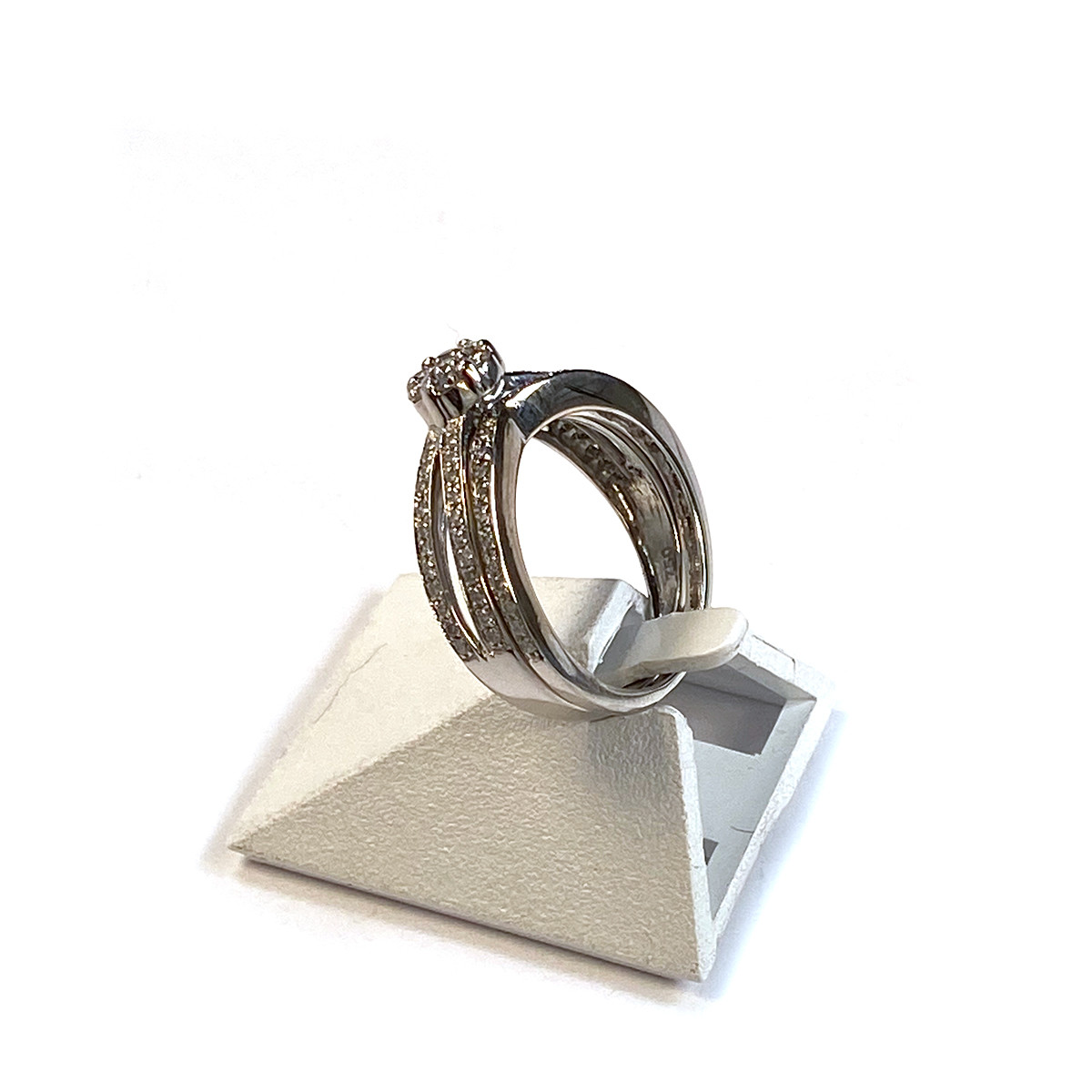 Bague demi-tour d'occasion or 750 blanc diamant