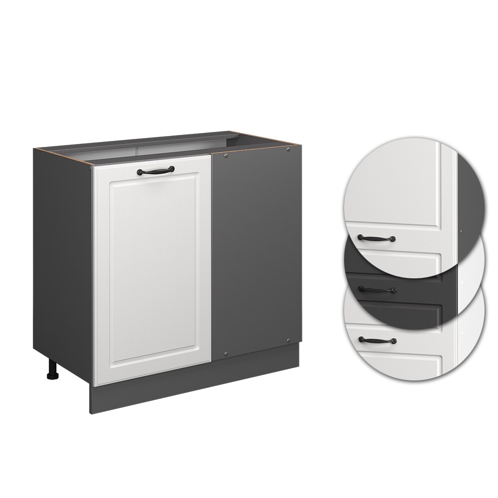 Vicco Eckunterschrank Küchenschrank Küchenzeile R-Line Landhaus 86 cm Anthrazit Weiß Tür