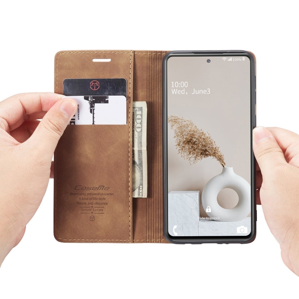 Samsung Galaxy S20 FE / S20 FE 5G Leder Tasche Flip Wallet Etui mit Kartenfächern - Hellbraun