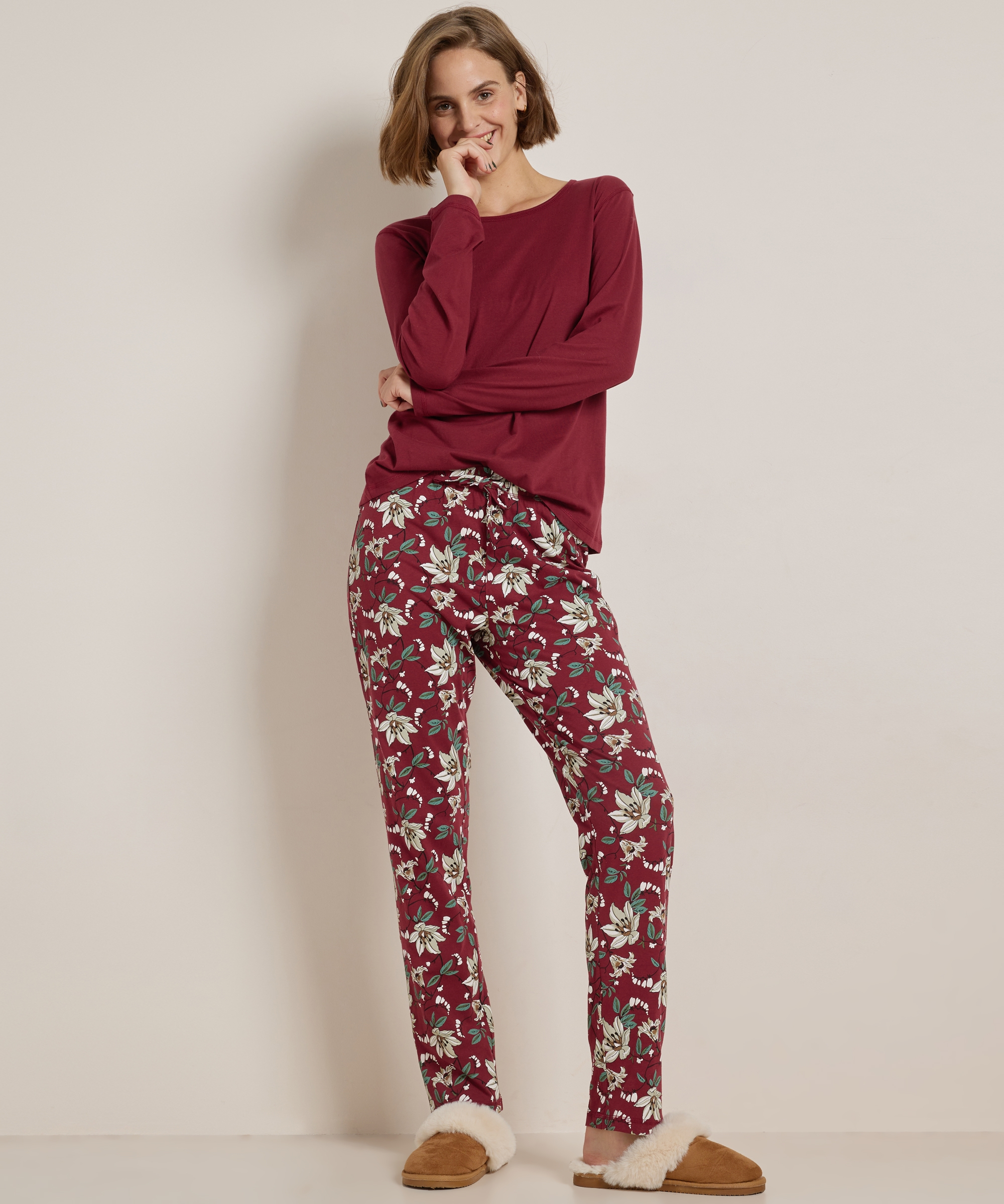 pyjama set: uni top   print broek