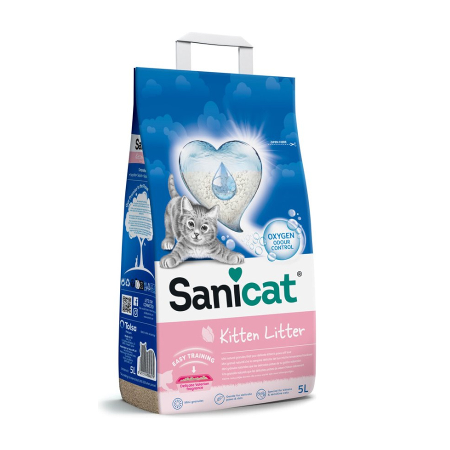 Areia higiênica superabsorvente Sanicat Kitten para gatinhos