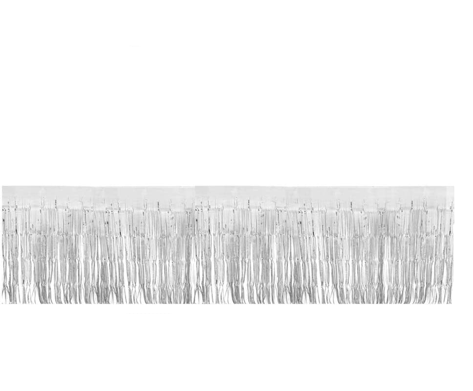 (275x75cm) Tisch Deko Lametta Vorhang Glänzend für Party / Geburtstag / Weihnachten / Silvester - Silber