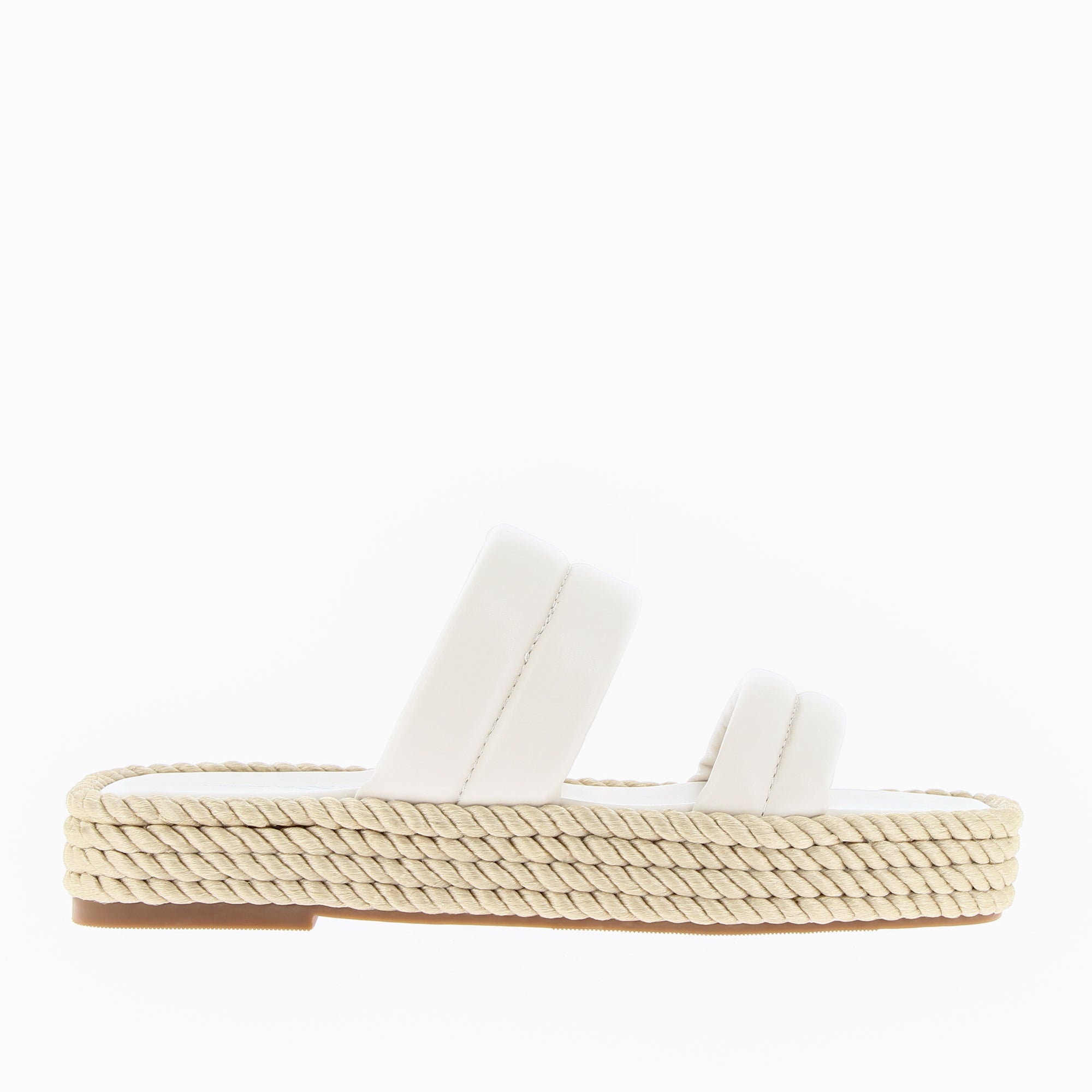 Sandales plates-Mules Nala beige clair à plateforme cordes