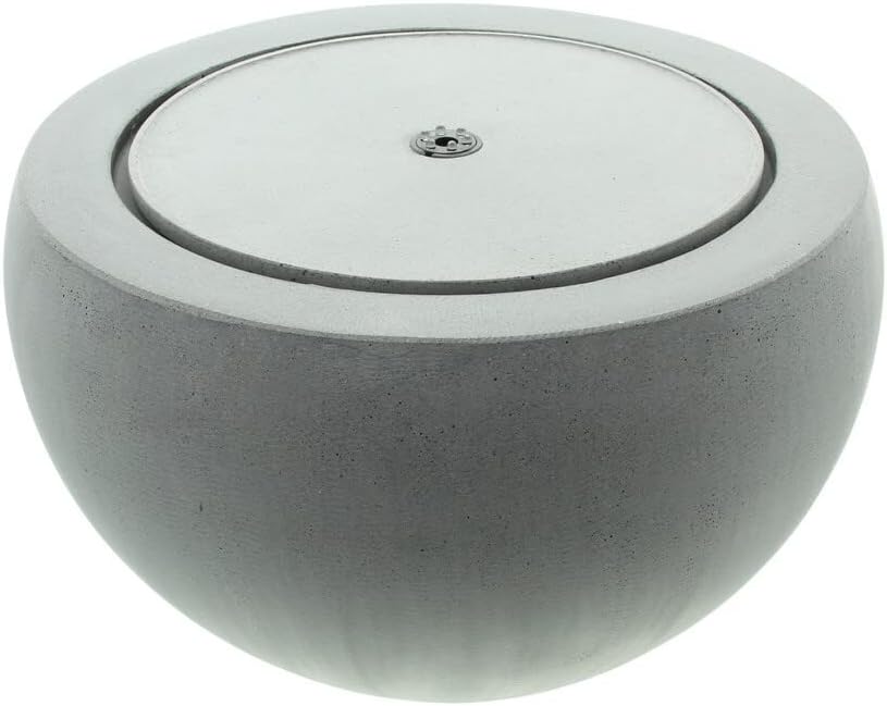 Outdoor Brunnen Harmonie in Kugel Form mit LED Beleuchtung, Beton Optik, grau, Zierbrunnen, Gartenbrunnen