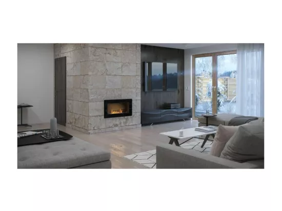 Cheminée au bioéthanol encastrable en acier inoxydable Frame 900 SimpleFire avec verre