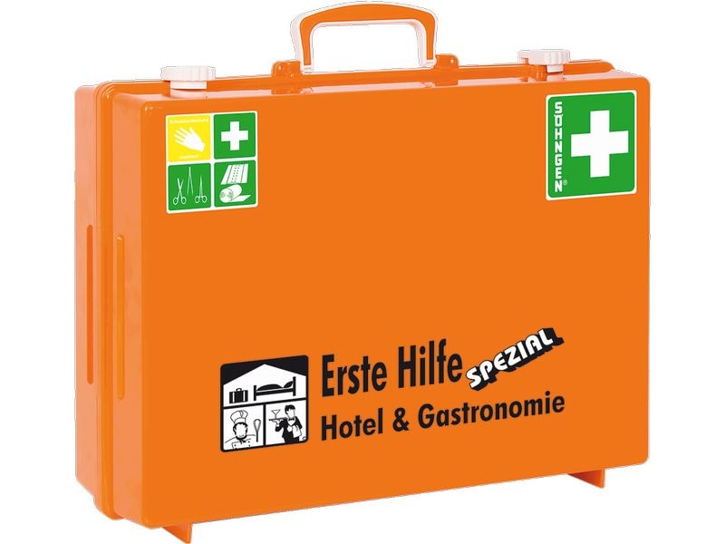 SÖHNGEN Erste-Hilfe-Set SPEZIAL, DIN 13157, Hotel & Gastron Erste-Hilfe-Koffer inklusive Wandhalterung