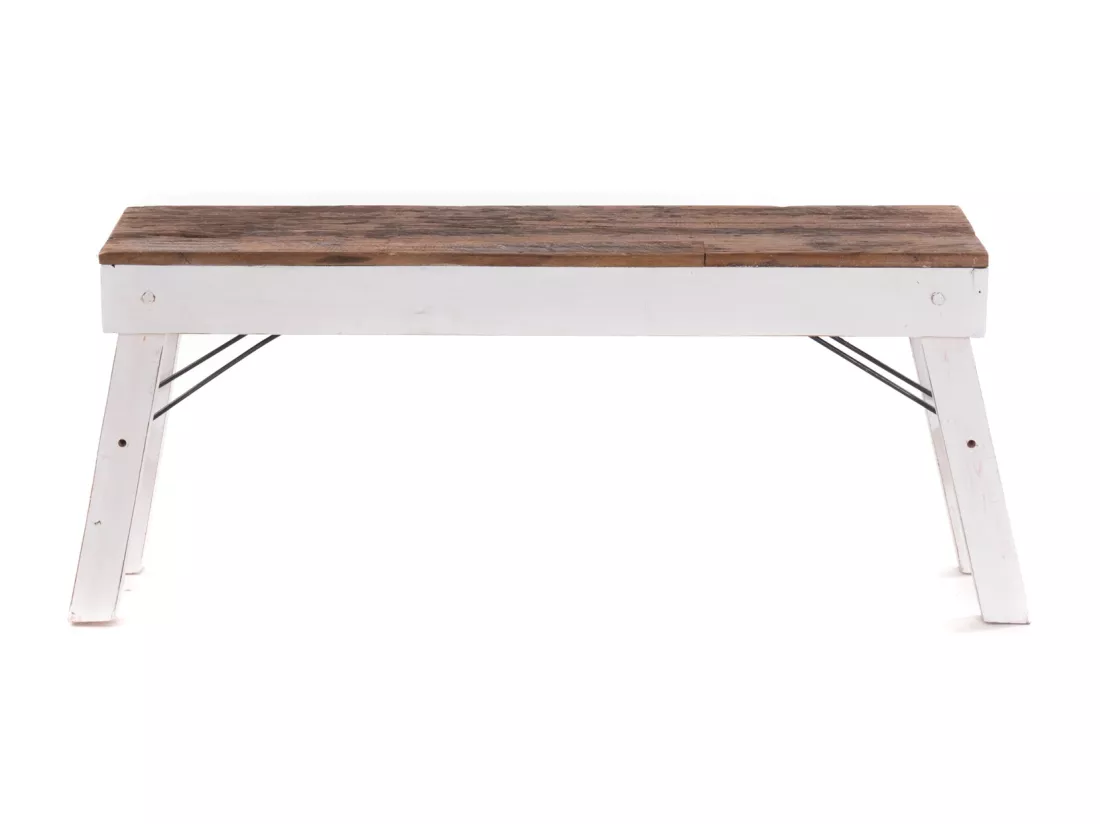 BANC Aldo Bois de recyclage massif, pieds pliables 06 weiß-landhaus