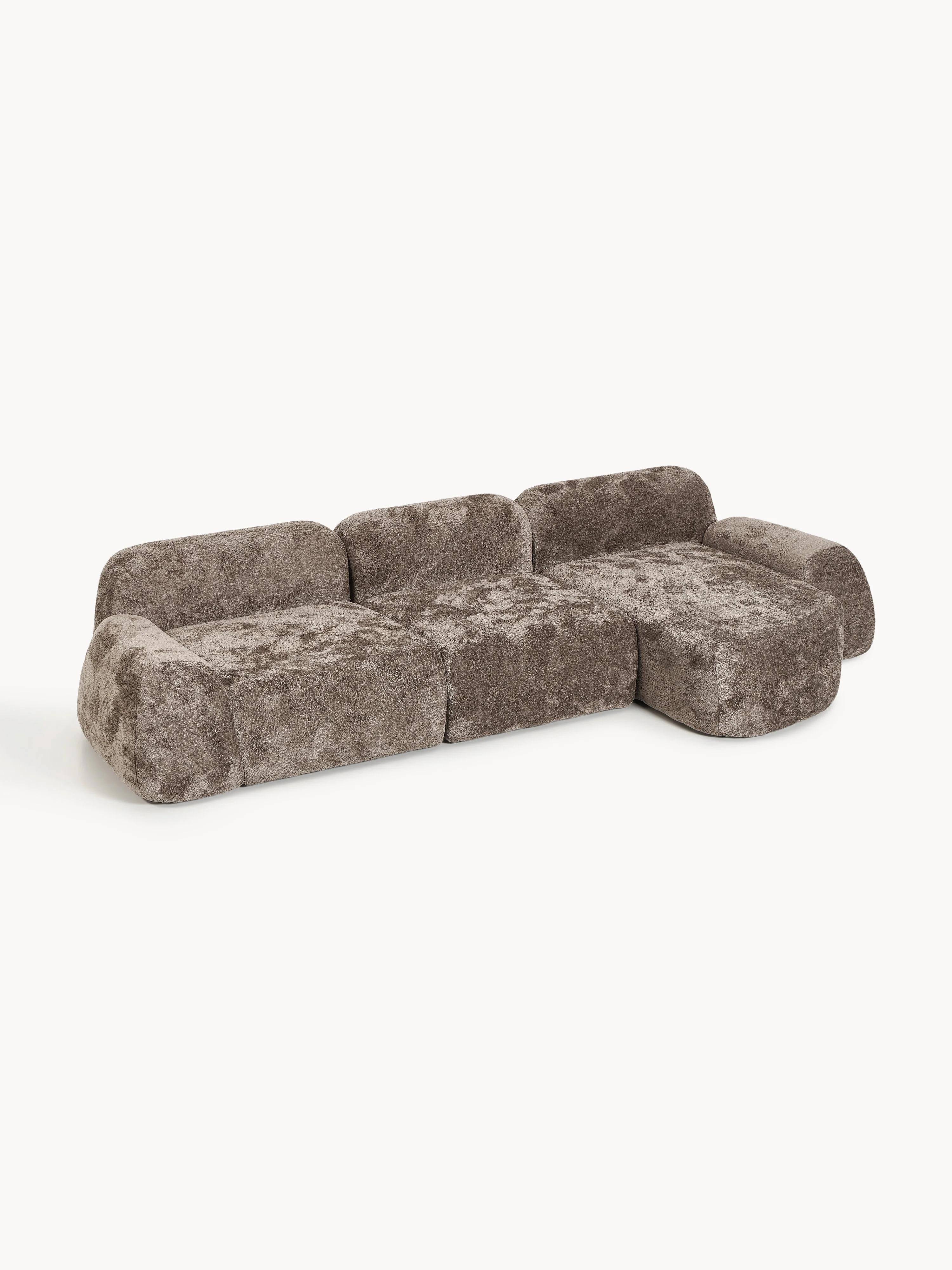 Modulaire teddy-bouclé hoekbank Wolke (4-zits)