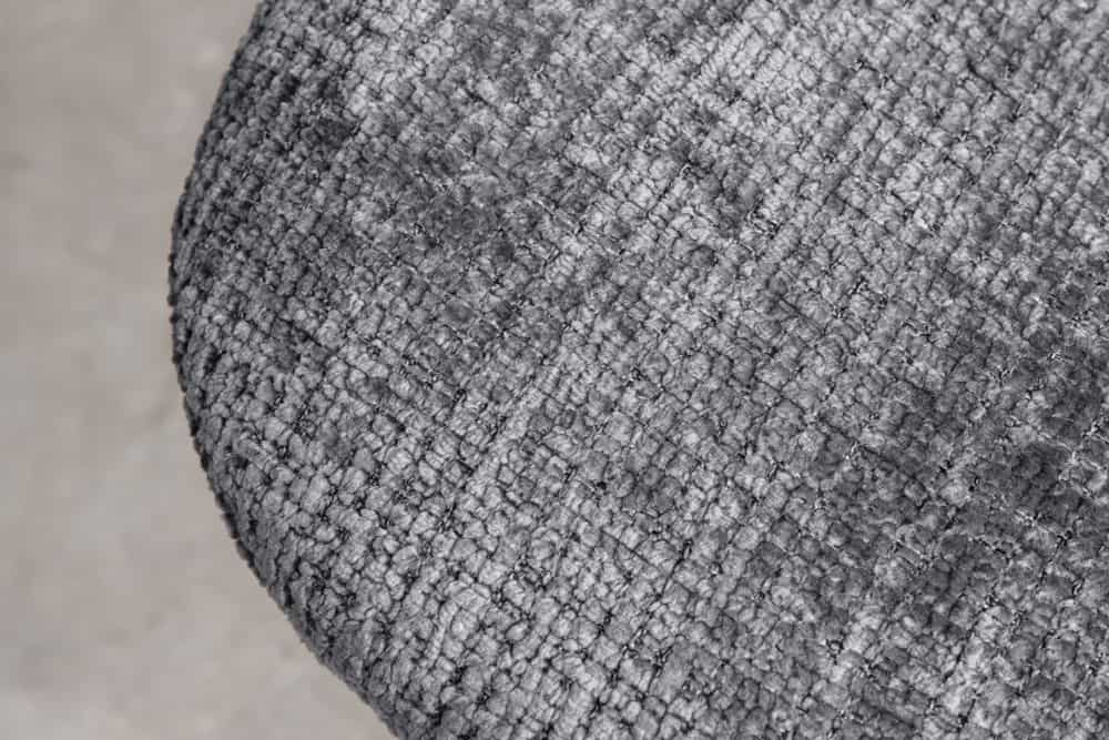 Stilvoller Stuhl GLAMM grau Chenille Cremona mit Rauten-Steppung schwarze Metallbeine