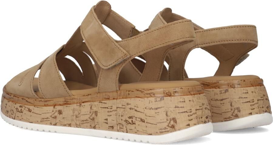 Gabor Dames Sandalen met hak 742 Beige Suède Plateauzool