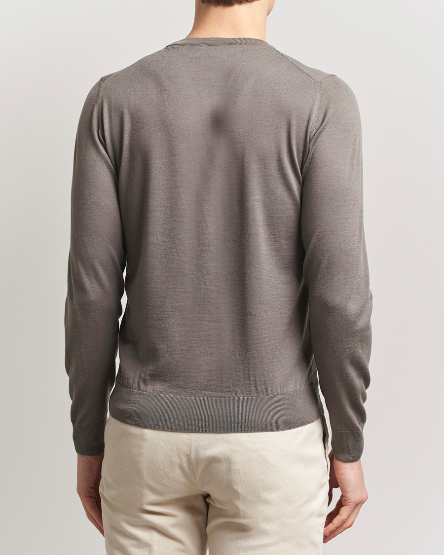 Piacenza Cashmere Merino Wool Crew Neck Sweater Taupe