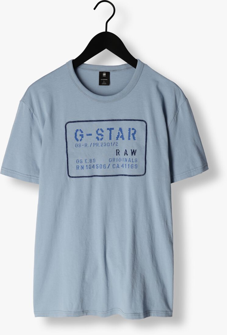 G-STAR RAW lichtblauwe g-star raw t-shirt applique multi technique r t