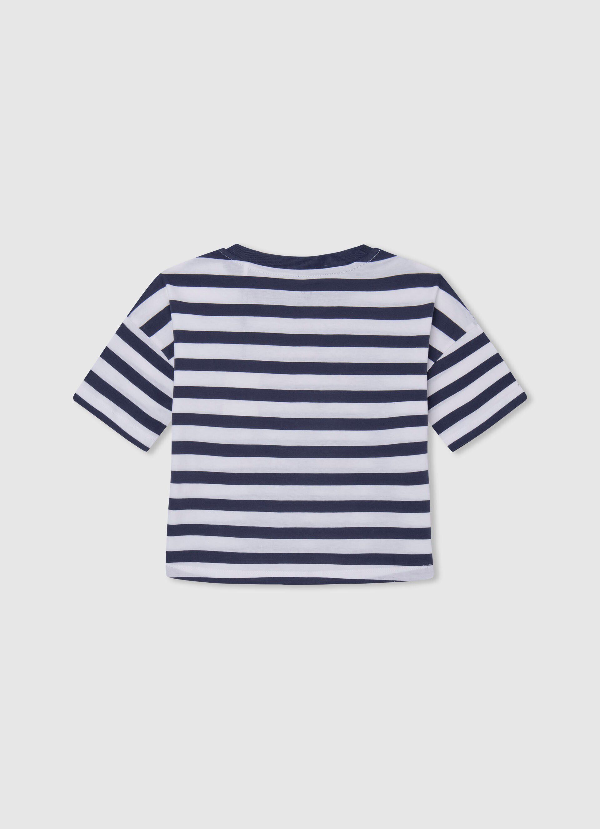 CAMISETA COM ESTAMPA LISTRADA - azul oceano