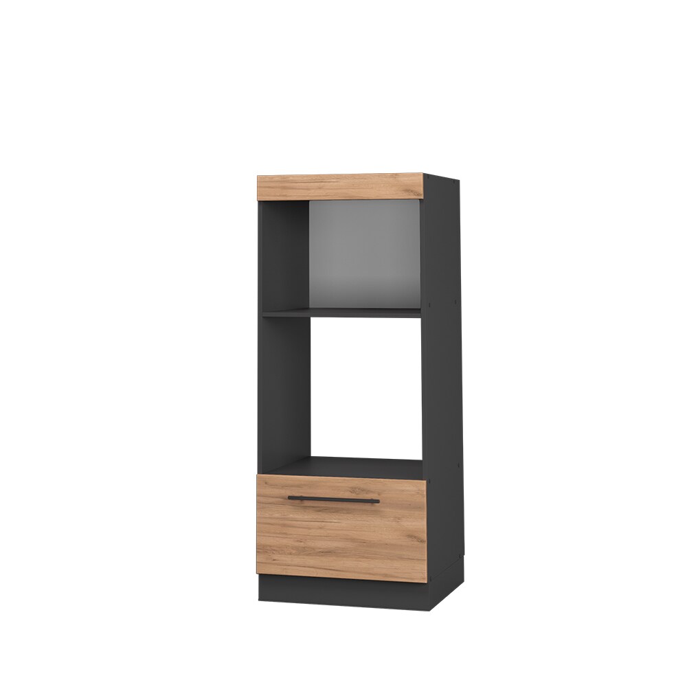 Vicco Mikrowellenumbauschrank Küchenschrank Küchenmöbel Fame-Line Anthrazit Eiche modern 60 cm Küche Einbauküche Blende Schublade Mikrowelle Backofen Küchenzeile