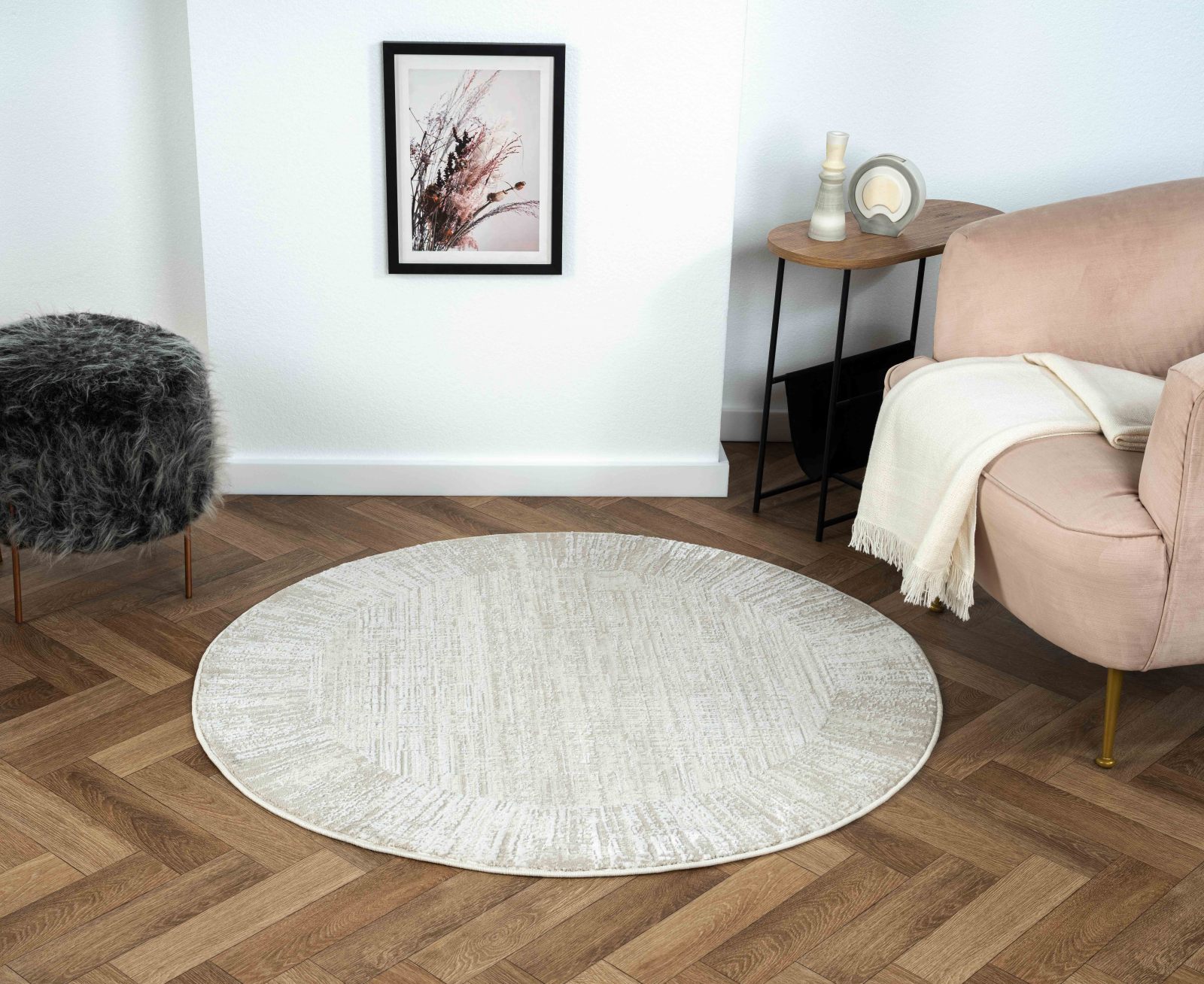 Kurzflorteppich MY HEAVEN - beige - Ø 120 cm