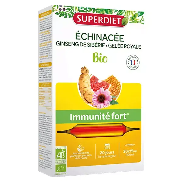 Superdiet Ginseng Orgânico Geleia Real 20 ampolas