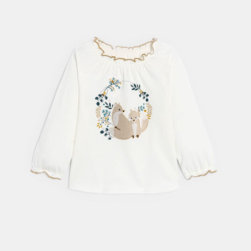 T-shirt renards blanc bébé fille Blanc