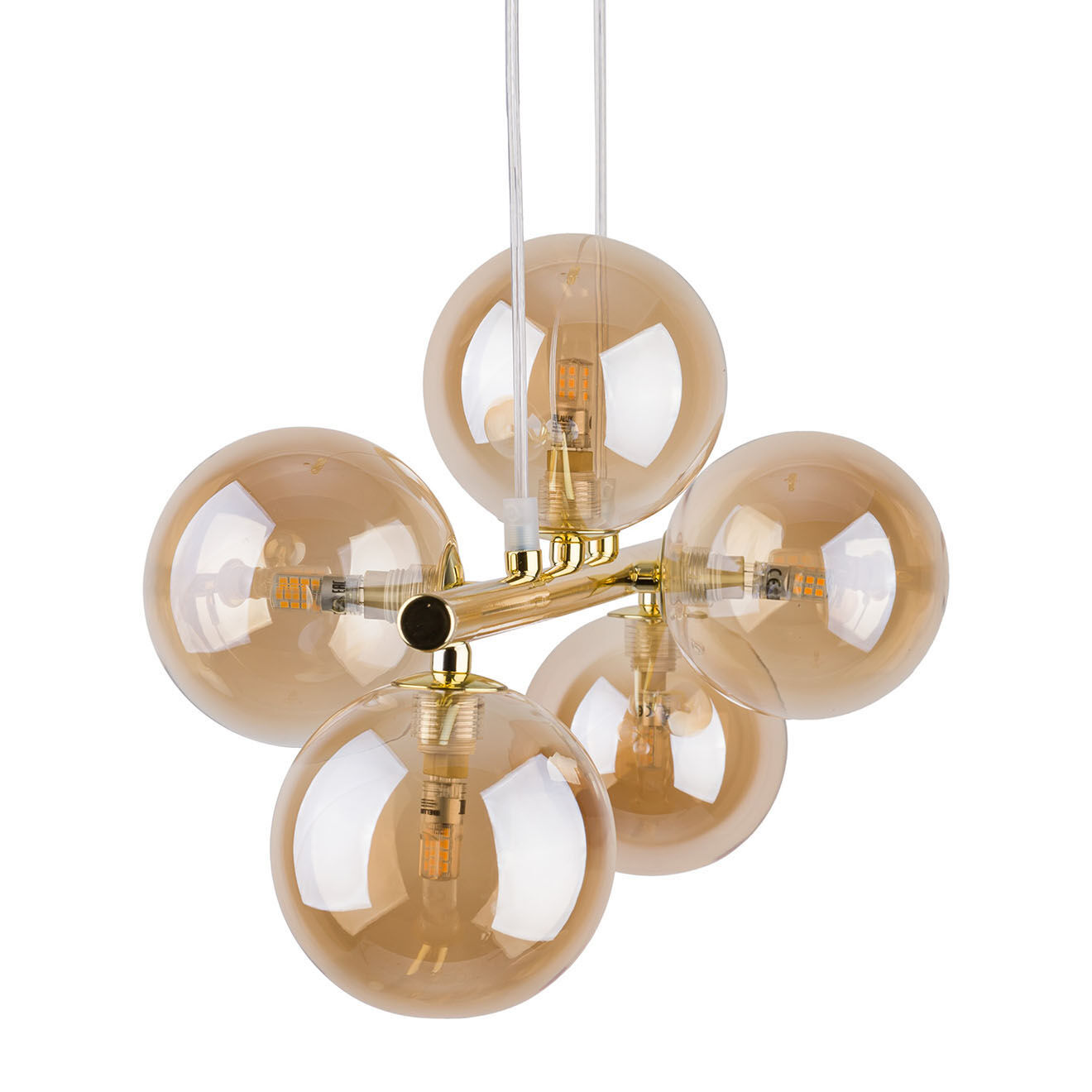 Micadoni Suspension Alioth doré/ambre - 27x63x115 cm
