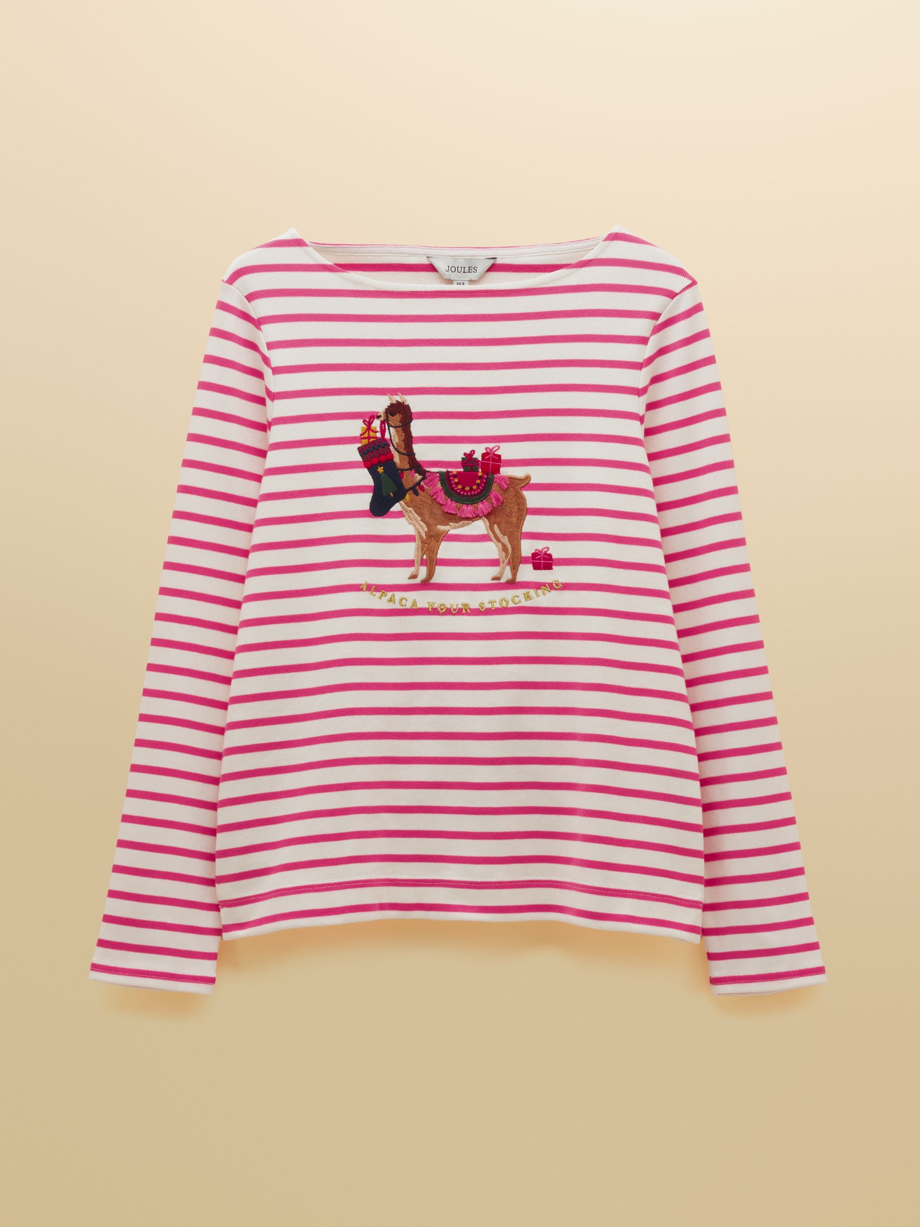 Alpaca Cream/Pink - Joules Christmas Harbour Boat Neck Breton Top