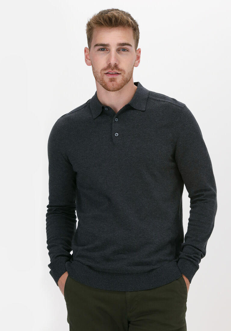 SELECTED HOMME antraciet selected homme polo slhberg ls knit polo neck b no