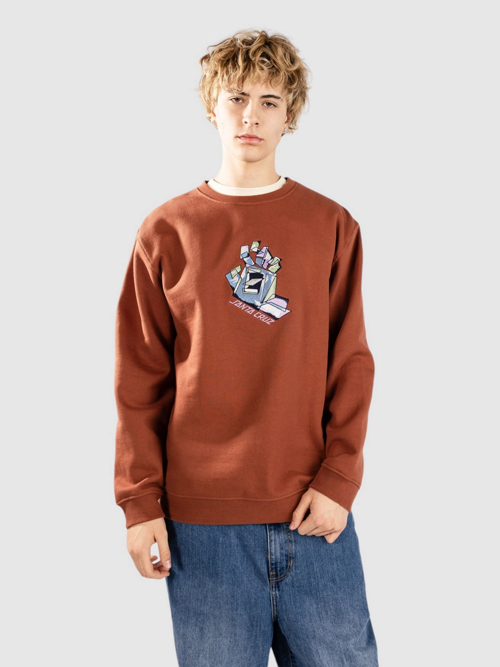 Santa Cruz Screaming Scratched Hand Strip Sweater burnt sienna