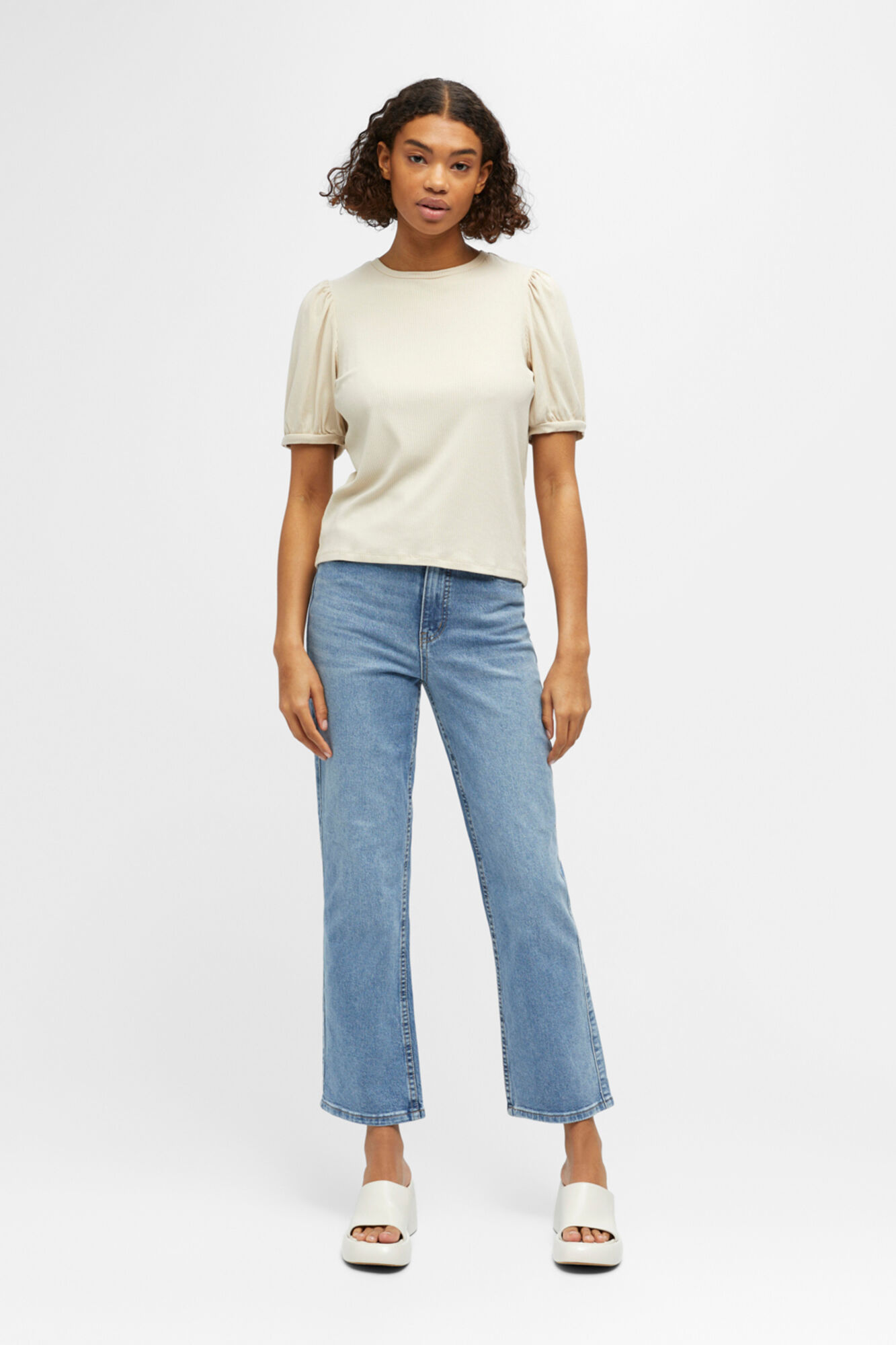 Camiseta com mangas bufantes - Cinza
