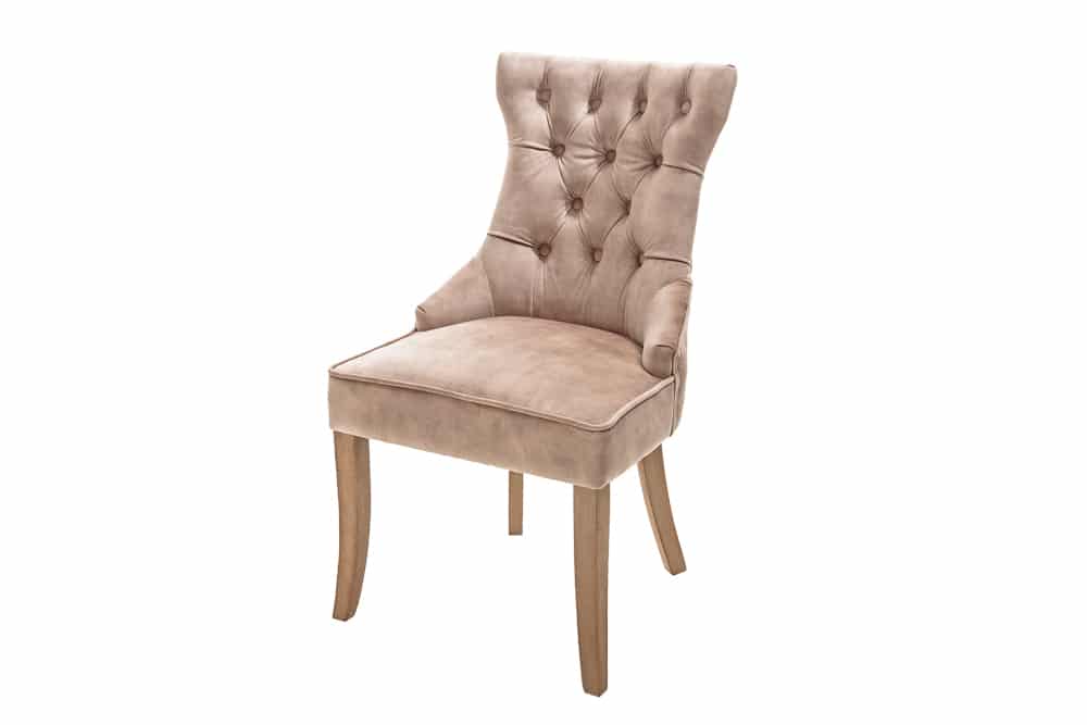 Eleganter Stuhl CASTLE coffee Samt Landhausstil mit Komfortgriff