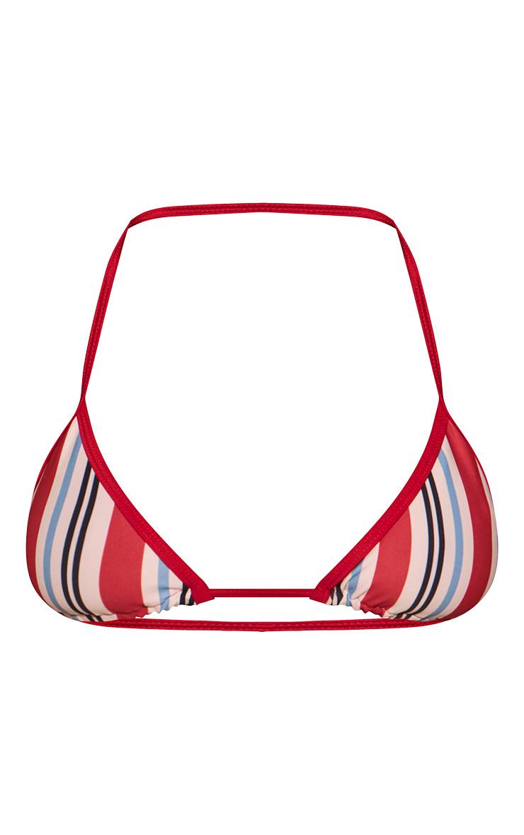Rouge Haut De Bikini Triangle À Imprimé Rayé