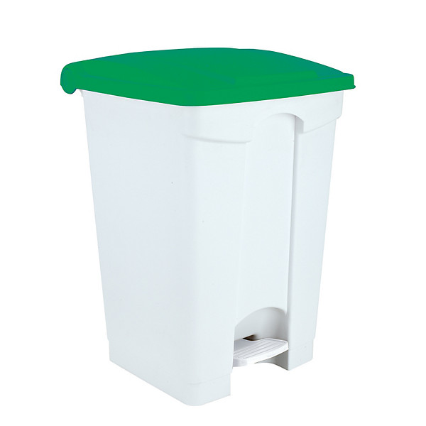Conteneur HACCP blanc à pédale 70 litres, couvercle vert