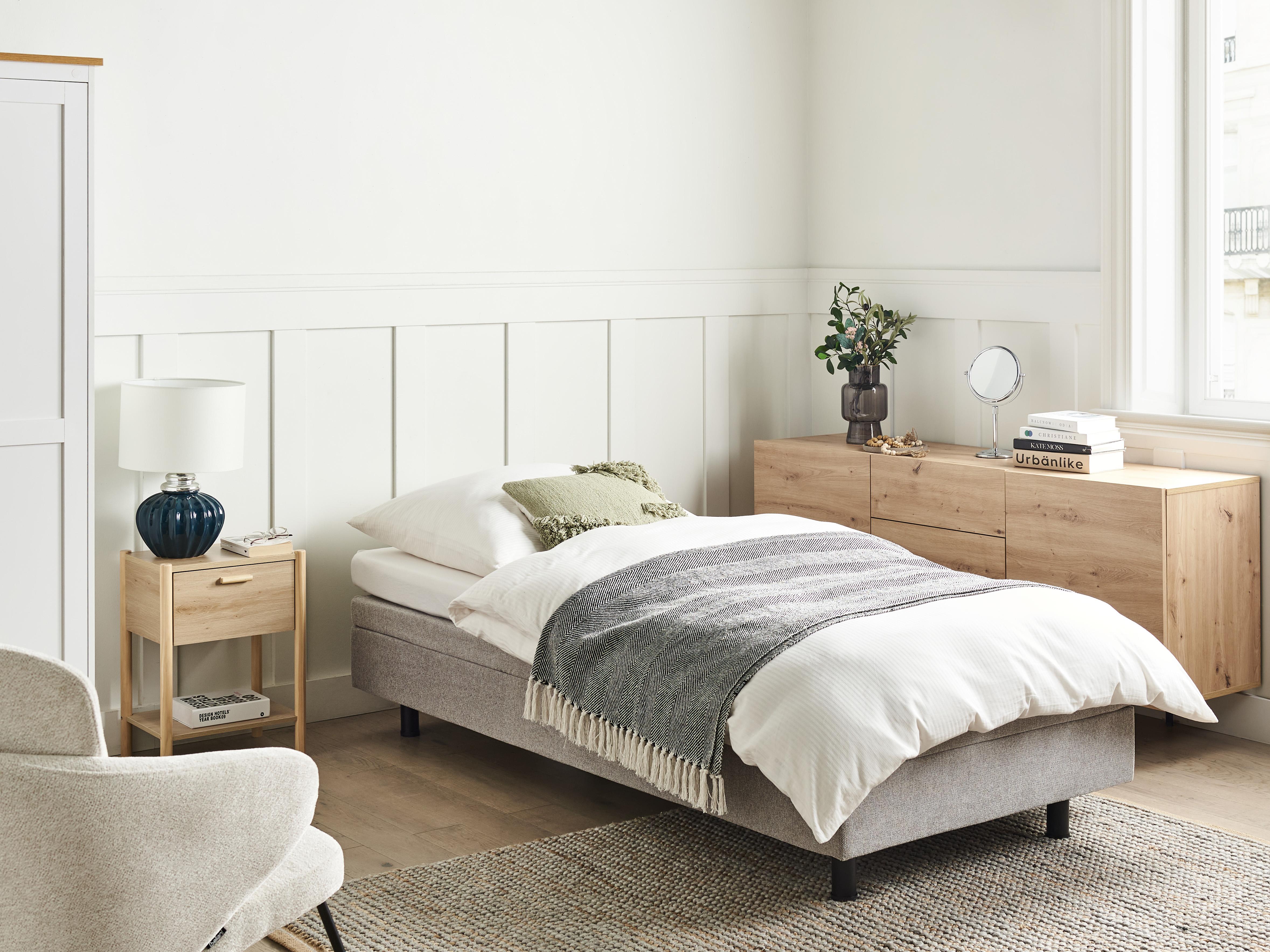 Verstelbaar bed zonder hoofdbord Stof DUKE 90 x 200 cm Lichtgrijs