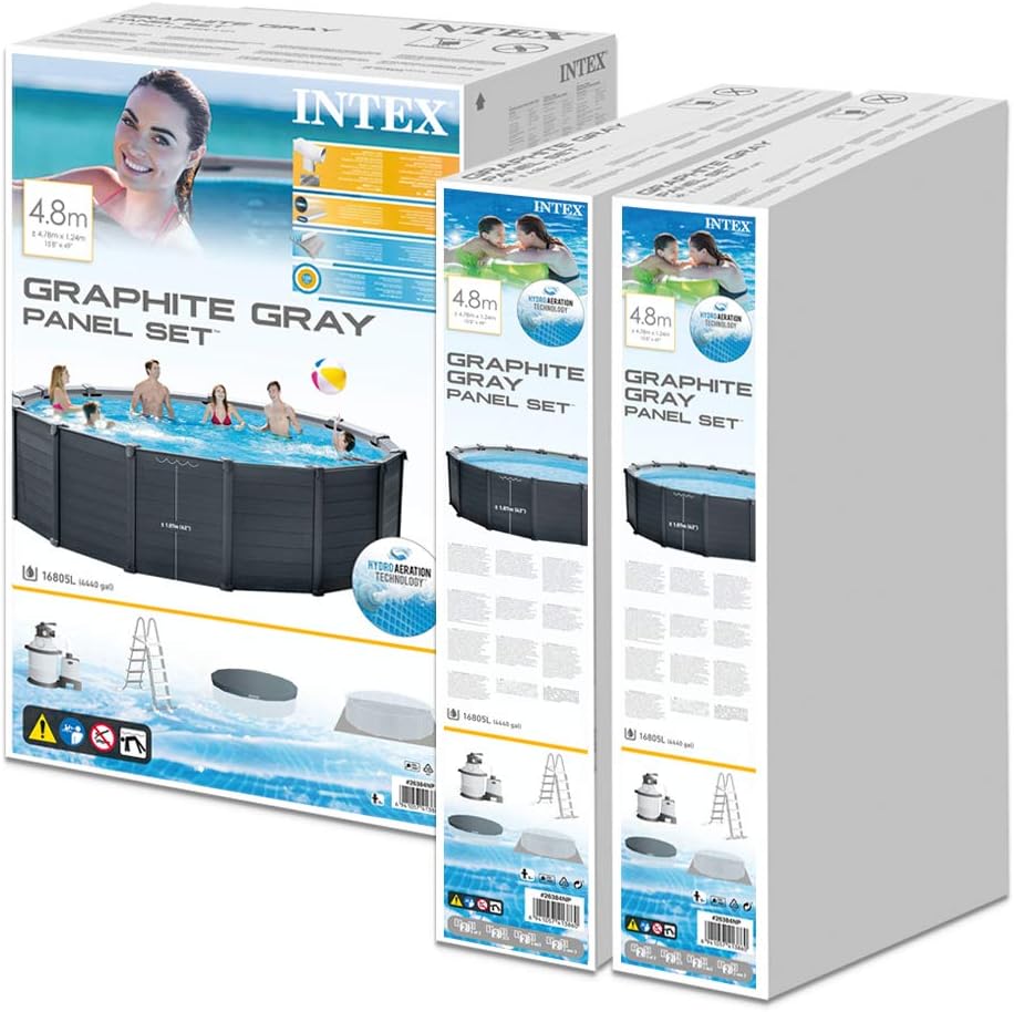 Intex 15Ft8In X 49In Graphite Gray Panel Pool Set