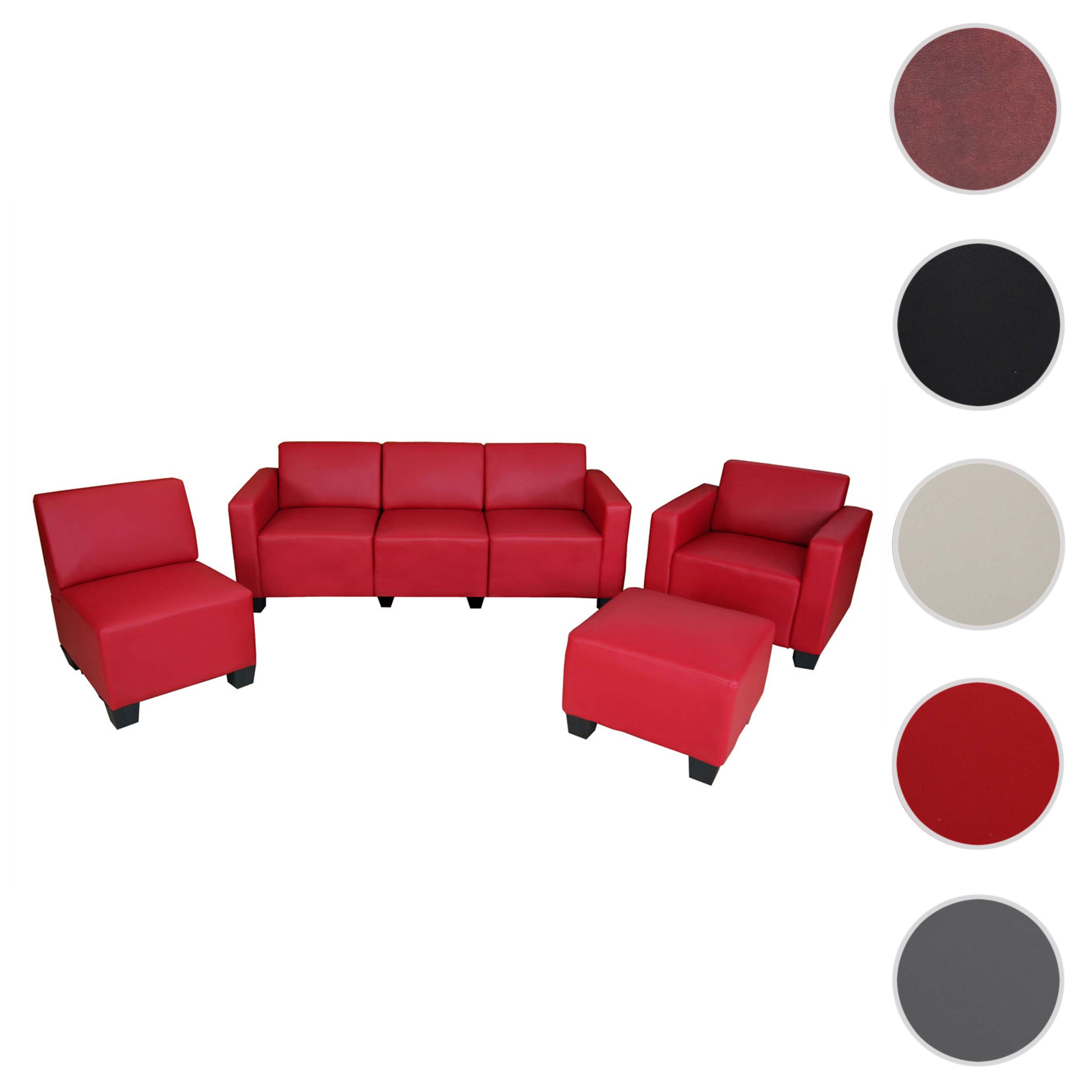 Couch-Garnitur Moncalieri 3-1-1-1 ~ rot