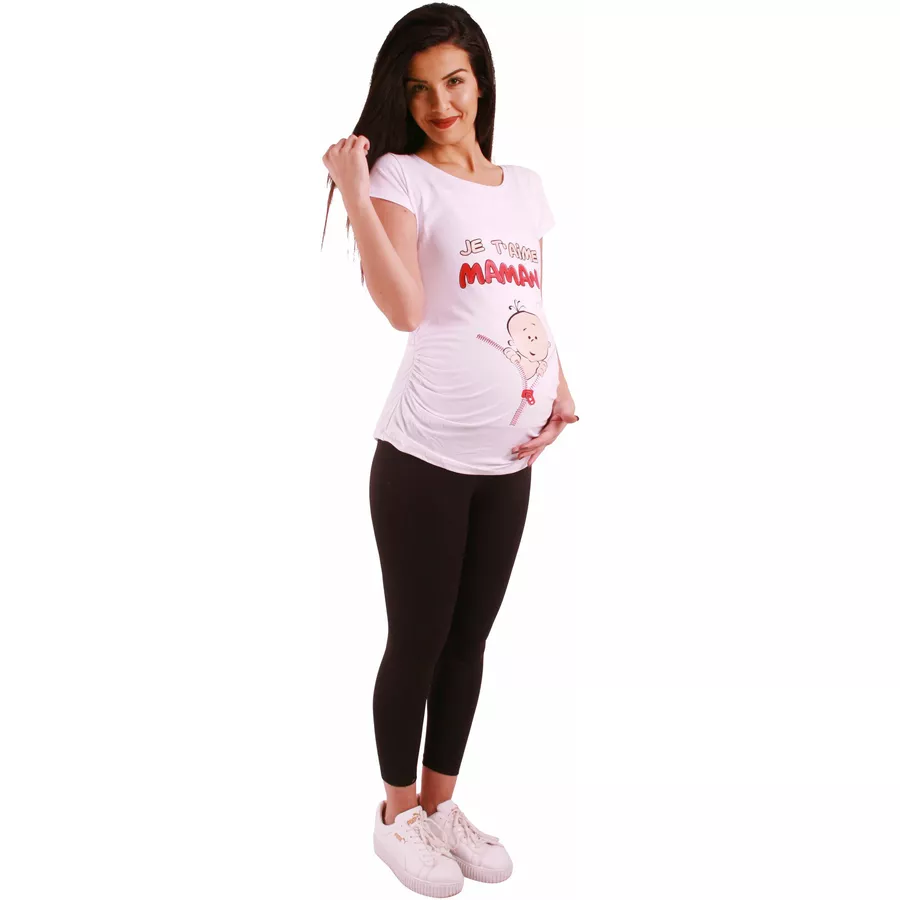 M.M.C. Umstandsshirt Je t’aime maman mit Motiv Weiß