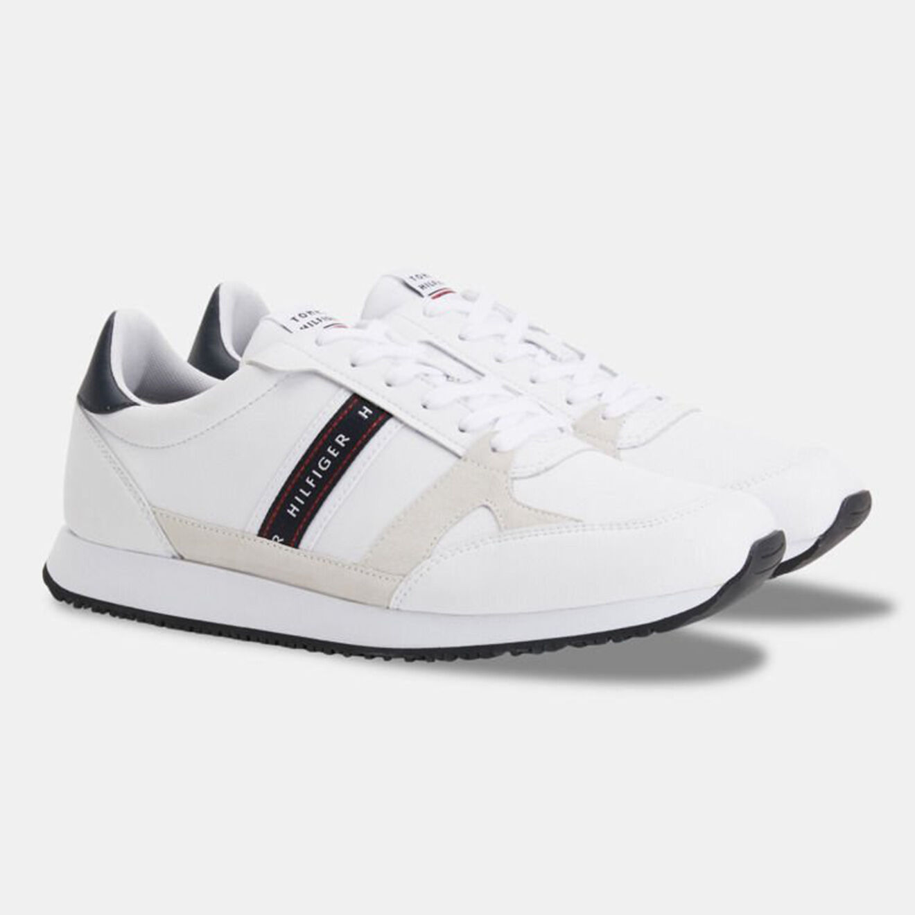 Tommy Hilfiger Baskets running en Cuir Stripe blanc/bleu
