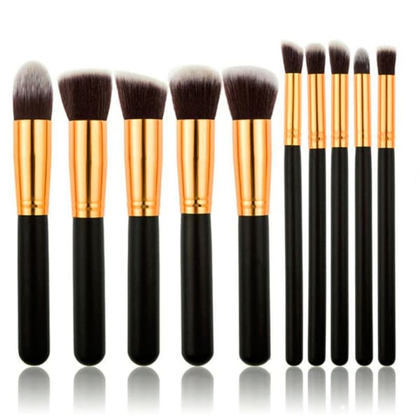 PRO Makeup børster, svart / gull - 10 stk.