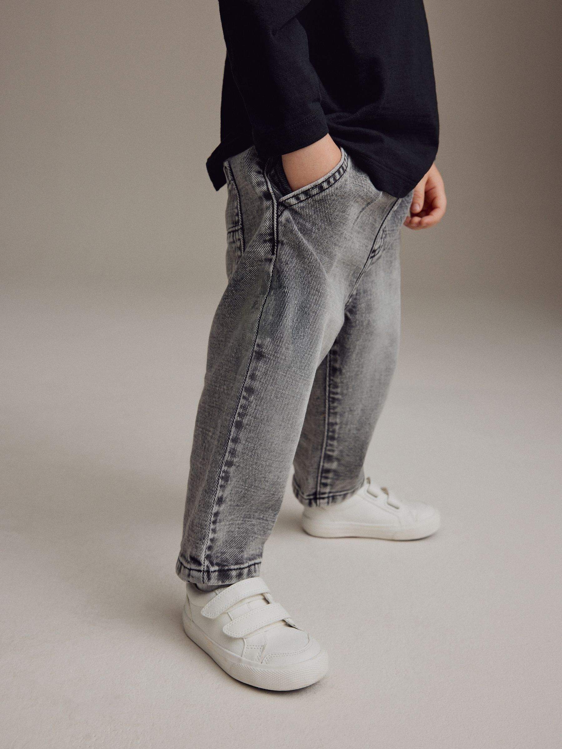 Grijs denim - Jeans met geplooide voorkant (3mnd-7jr)