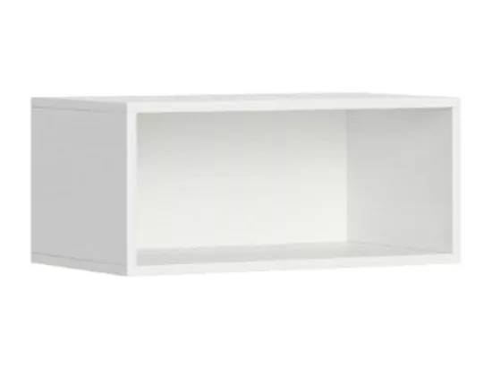 Lit escamotable horizontal blanc Bounto 85x185 avec rangement et bibliothèque composition G-1 matelas 85x185
