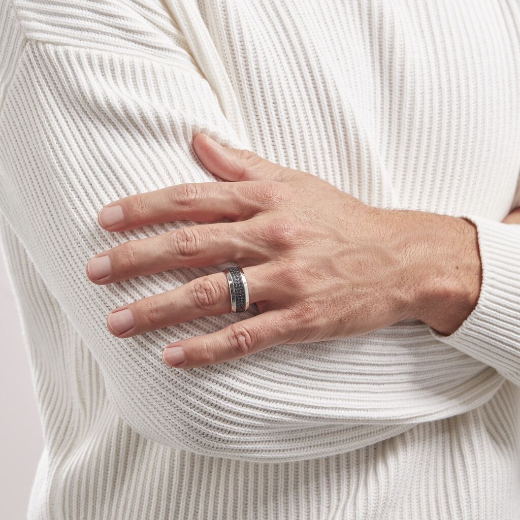 Bague Acier Blanc Tdeg Oxydes De Zirconium