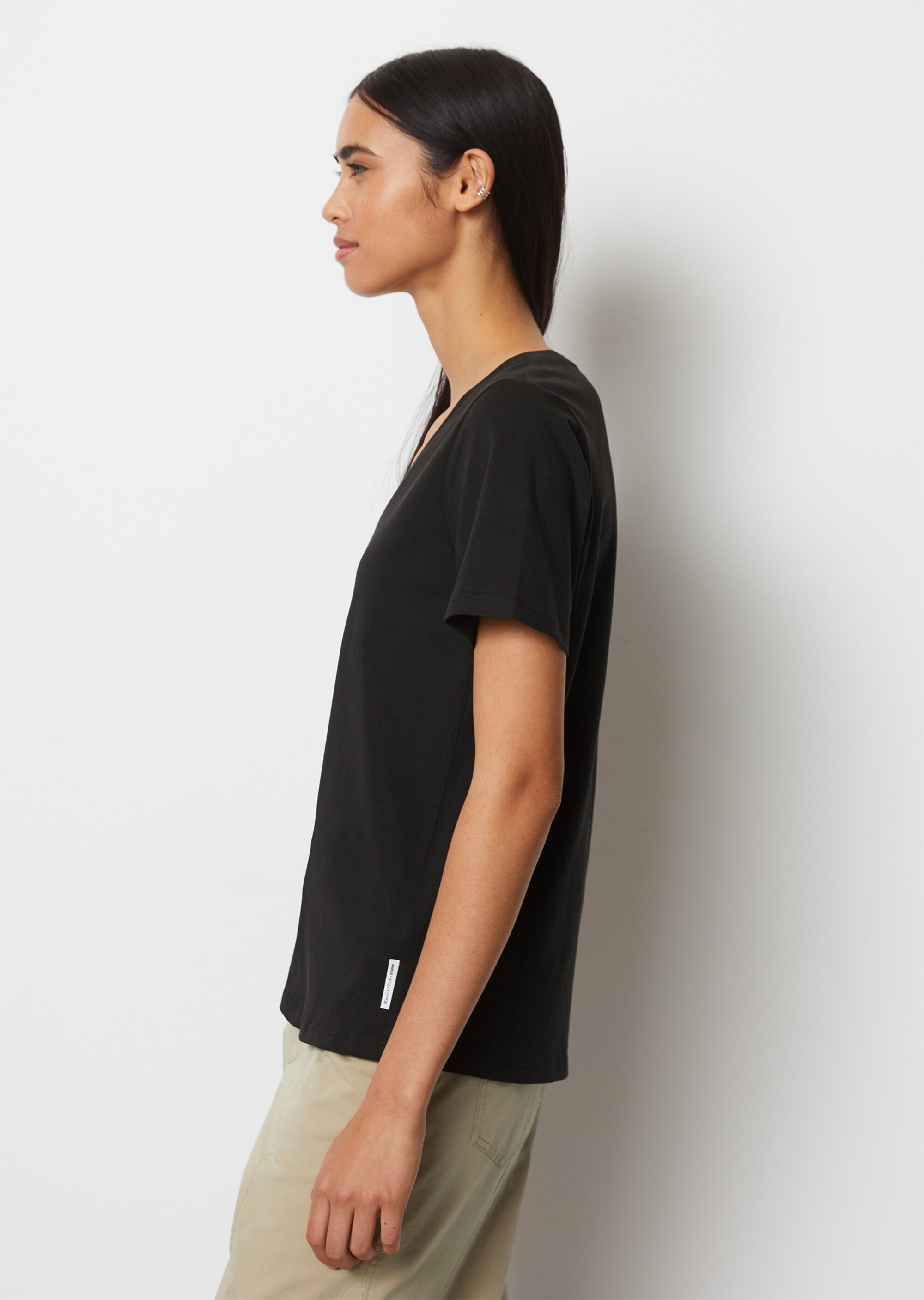 V-Neck-T-Shirt regularaus softem Baumwoll-Jersey