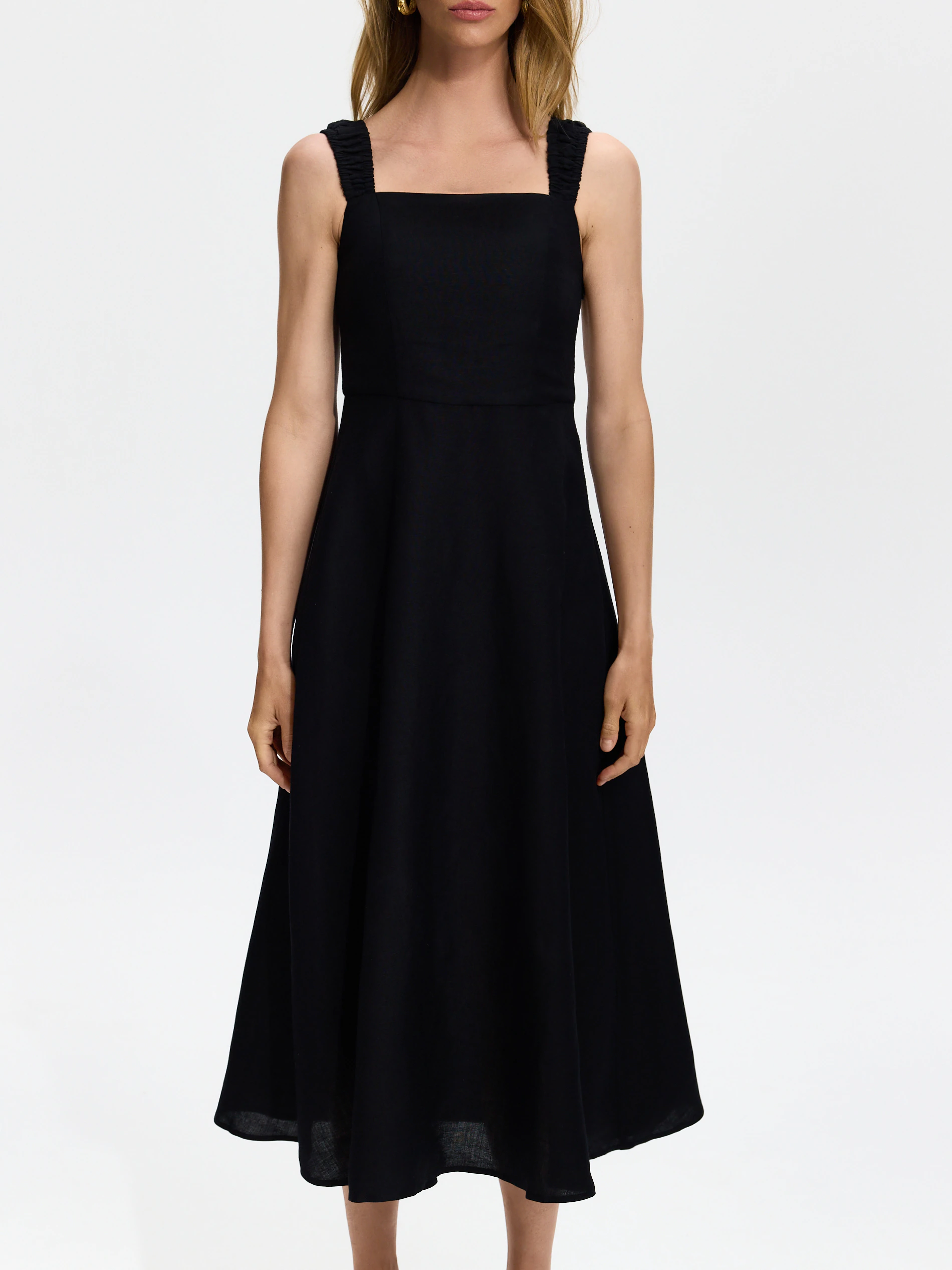 Midikleid aus Leinenmischung