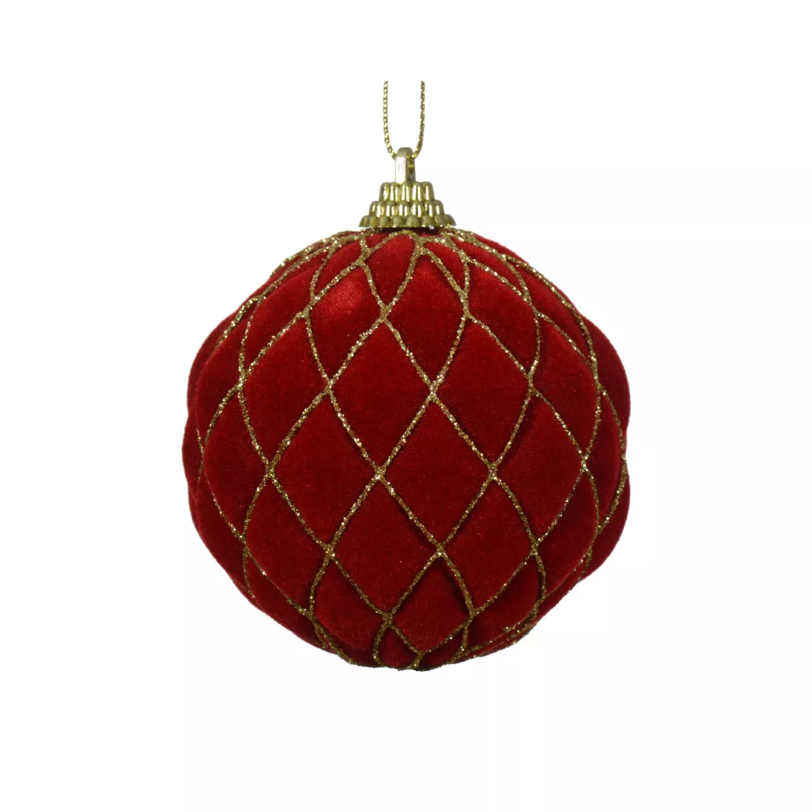 Lot de 12 boules de Noël (D80 mm) Buckingham Rouge et or