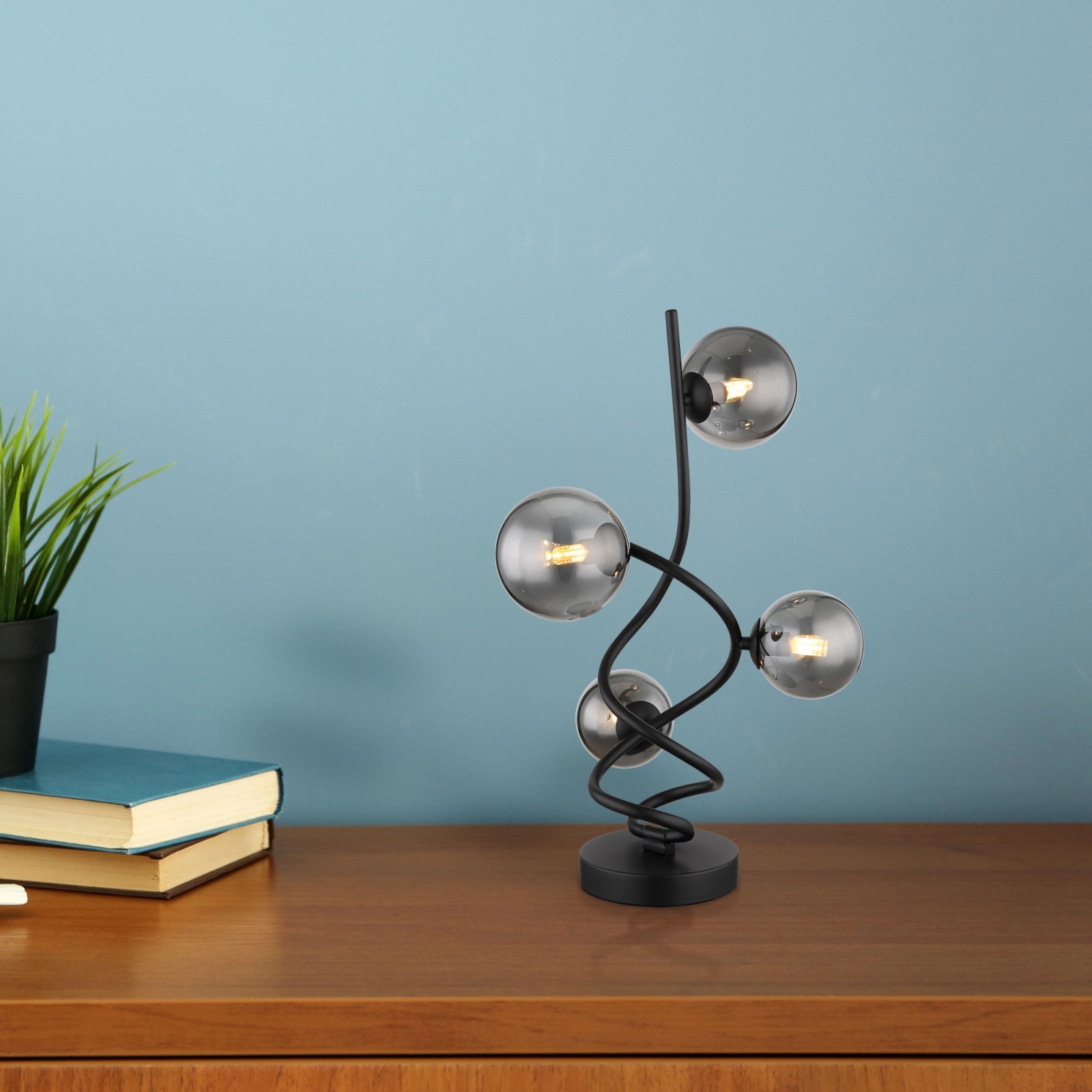 LED-Tischleuchte - schwarz matt - rauchfarben - 52 cm hoch