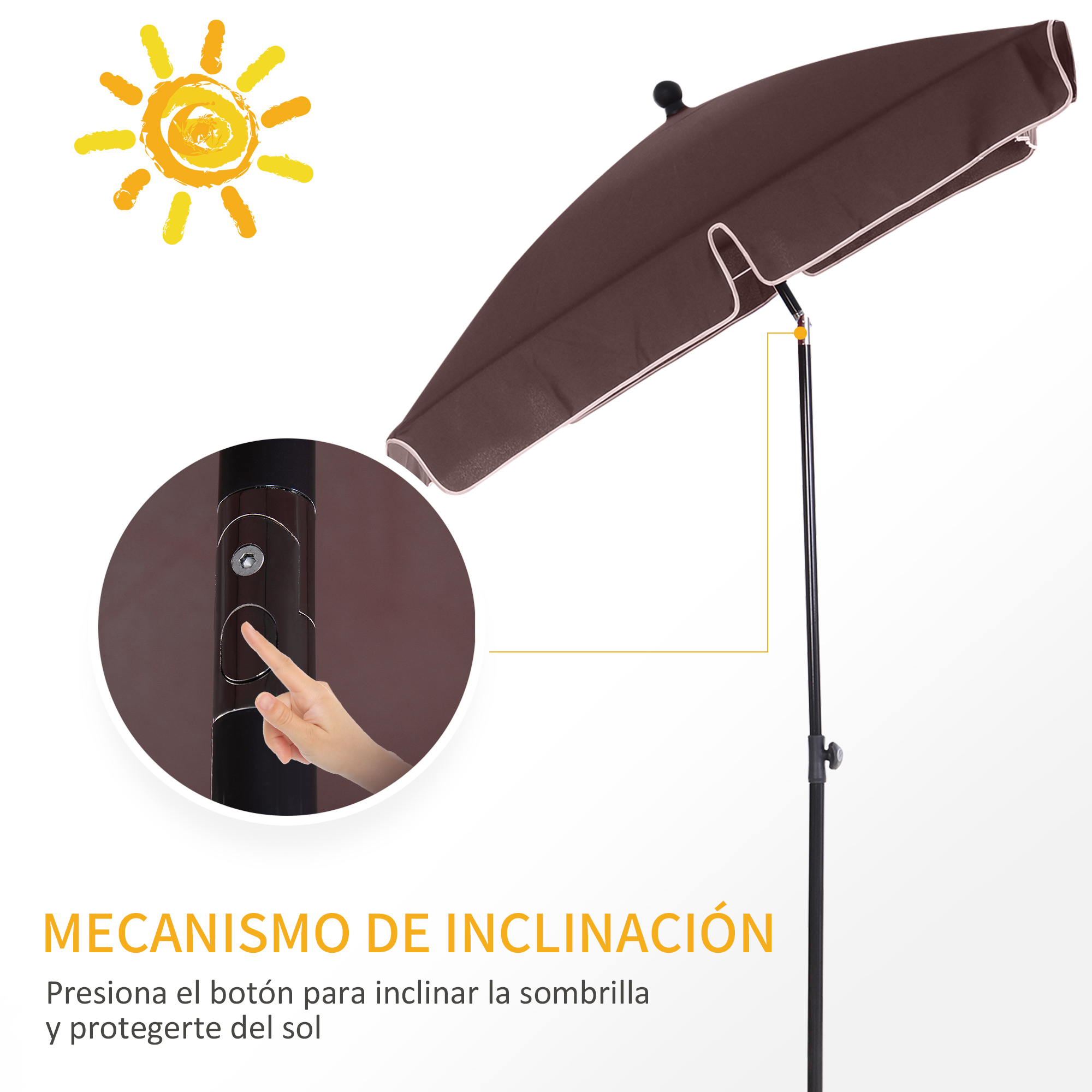 Guarda-sol retangular de jardim Outsunny