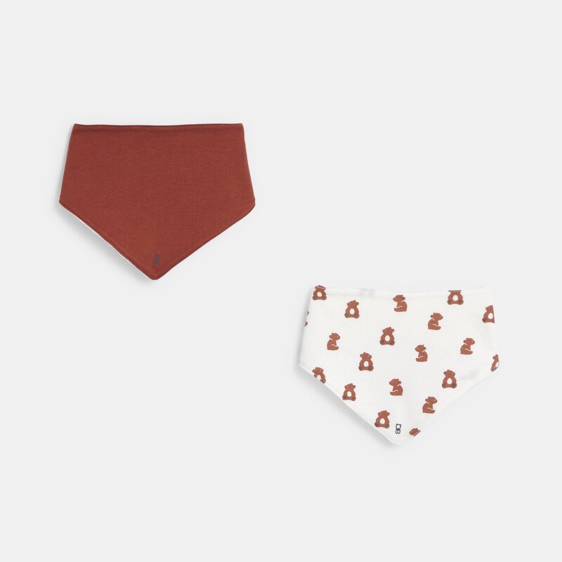 Bavoir coton ours marron bébé garçon (lot de 2) Marron